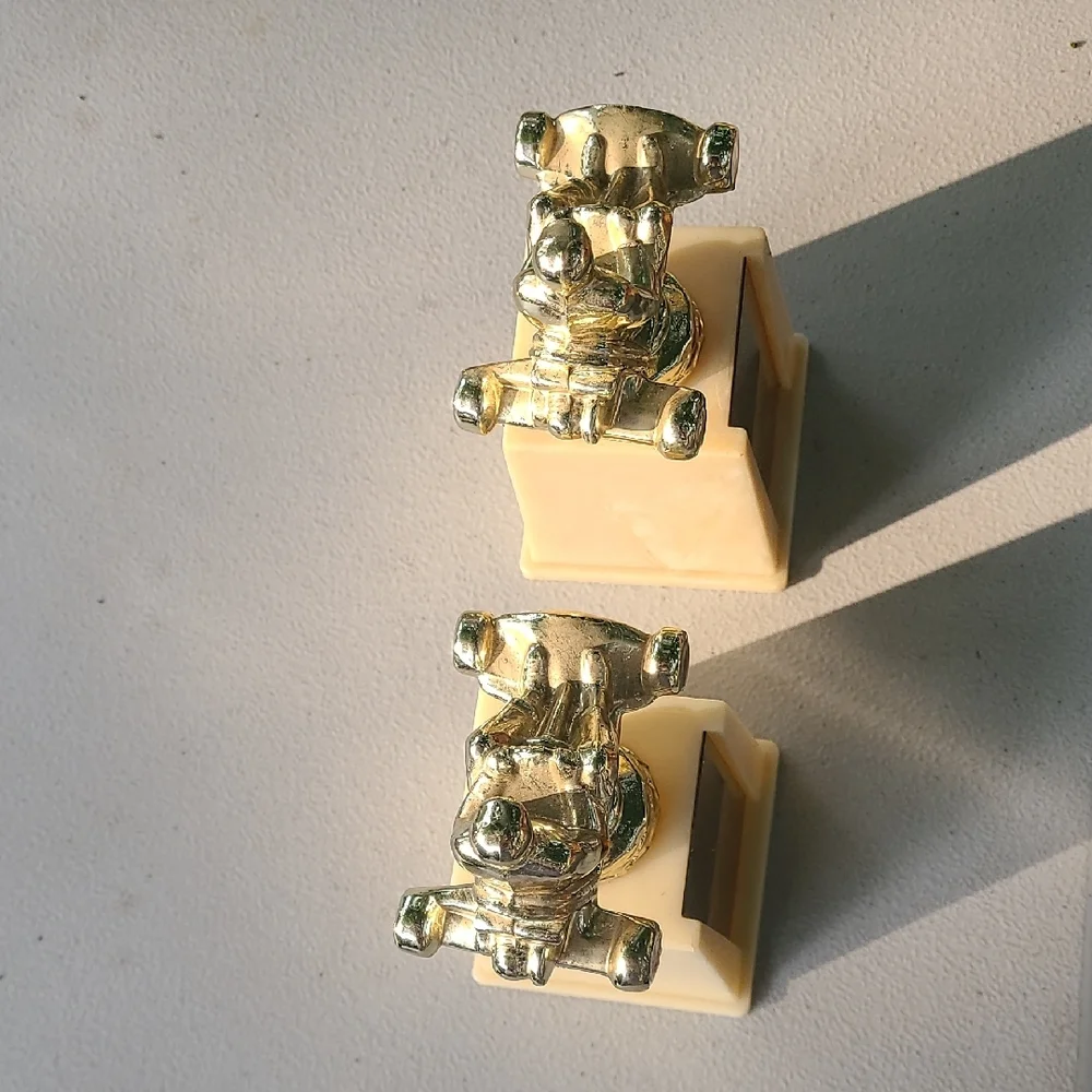 Vintage Gold Cream Go Kart Trophies Two Awards Blank‎ Front Plates
